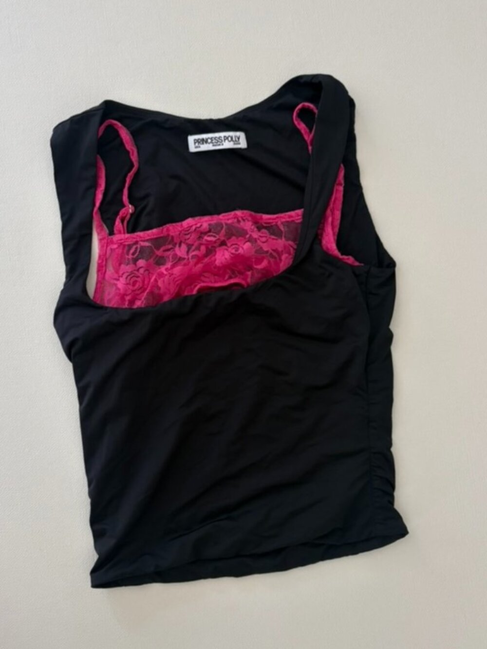 Princess Polly Black/Pink Lace Top Size 4